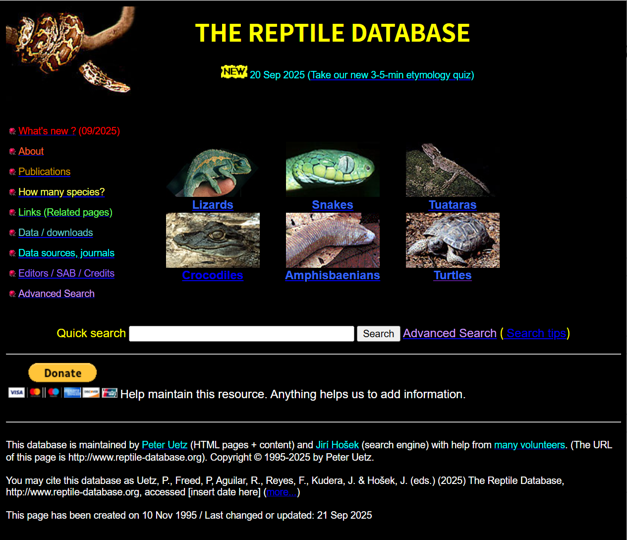 爬行动物数据库